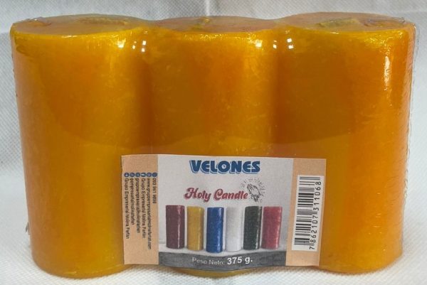 Velon Mediano Holy Candle 375 g. Pack x 3 color amarillo