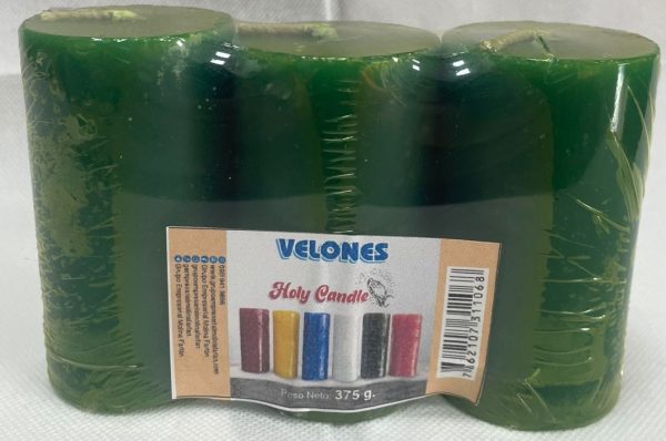 Velon Mediano Holy Candle 375 g. Pack x 3 color verde