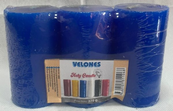 Velon Mediano Holy Candle 375 g. Pack x 3 color azul