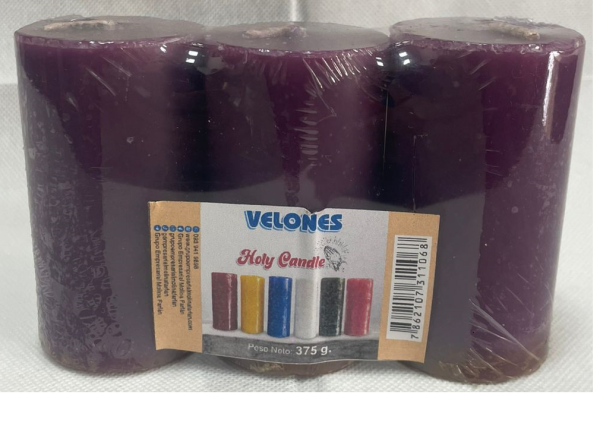 Velon Mediano Holy Candle 375 g. Pack x 3 color lila